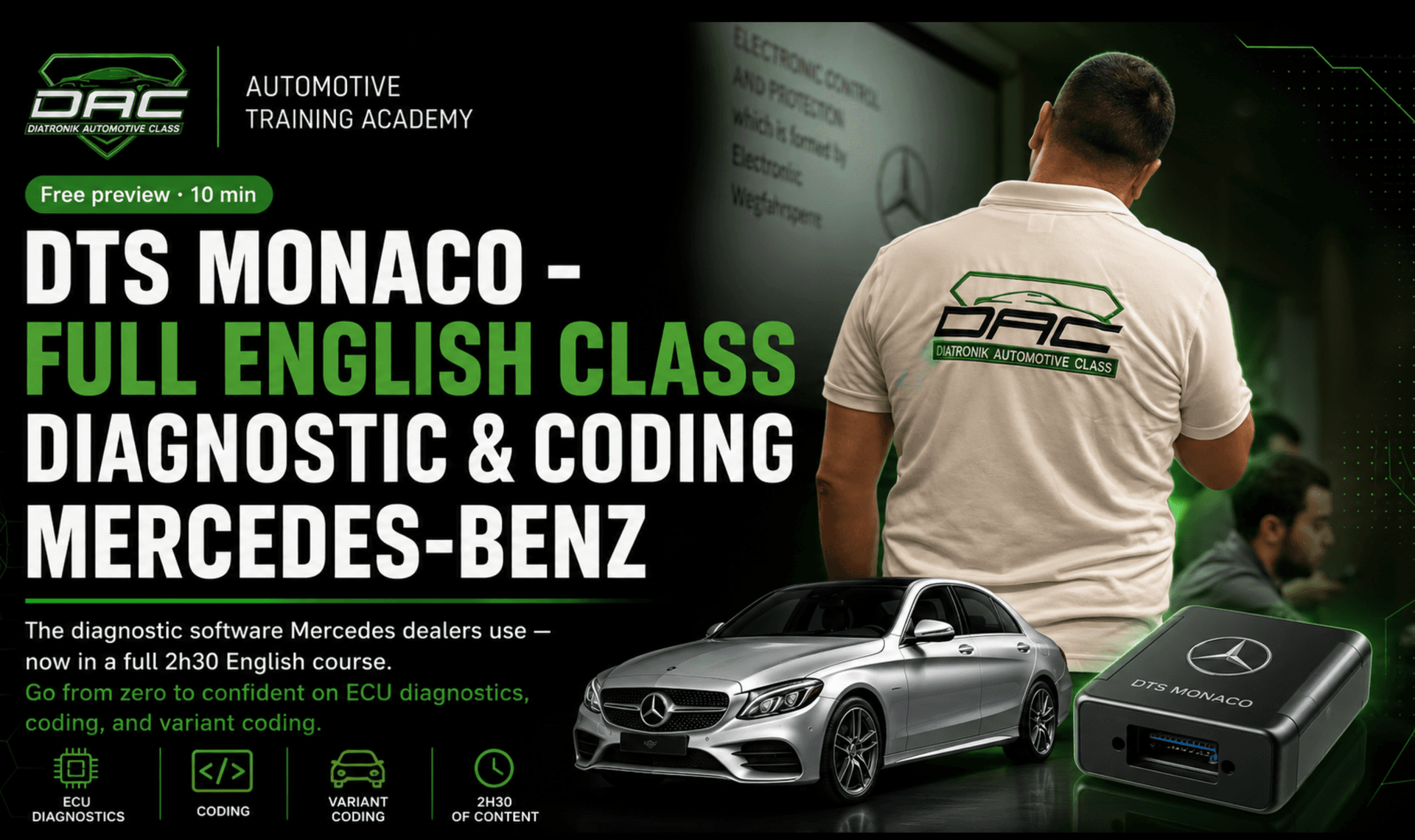 DTS Monaco Full English Class – Diagnostic & Coding Mercedes-Benz